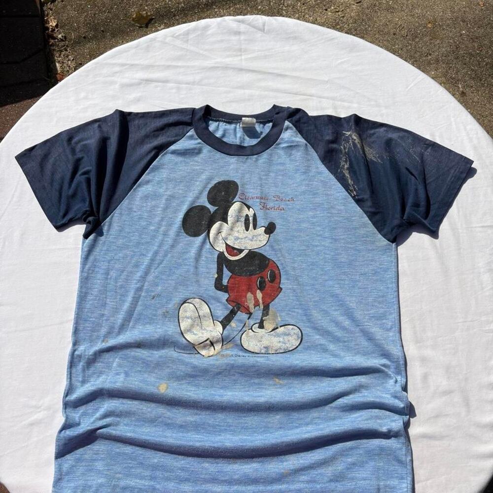 Vintage 70s Disney Mickey Mouse Clearwater Beach Florida blue
